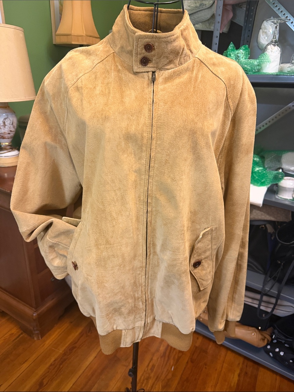 Orvis Light Tan Suede Bomber Jacket